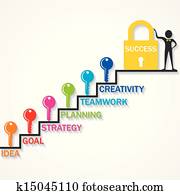 鑰匙, 攀登, 向上, 成功, 樓梯