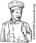 パン屋 シェフ で パンのローフ レトロ イラスト K Fotosearch