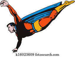 スーパーヒーロー 準備ができた 飛ぶため アイコン 漫画 スタイル イラスト K Fotosearch