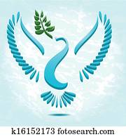 ベクトル シンボル の 鳩 オリーブの枝 クリップアート 切り張り イラスト 絵画 集 K Fotosearch