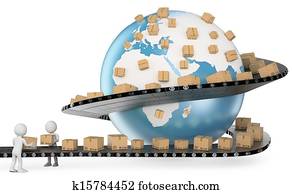 3d, blanco, personas., internacional, servicio de entrega