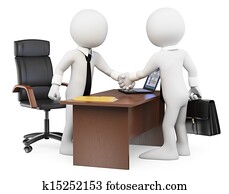 3d, blanco, personas., trato de la corporación mercantil