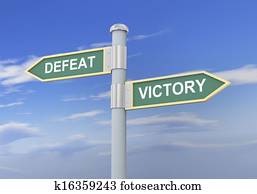 3d defeat victory road sign 3d defeat victory road sign