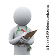 3d doctor writing patient medical history