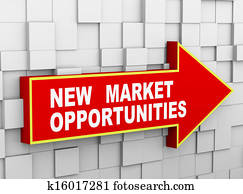 3d, extracto, cubo, pared, flecha, -, mercado, oportunidades