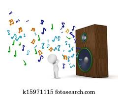 3D Man and Huge Loud Speaker with M 3D Man and Huge Loud Speaker with M
