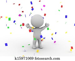 3D Man Victory Confetti 3D Man Victory Confetti