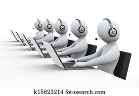 3d people at call center support 3d people at call center support