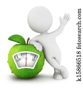 3d white people apple scale concept 3d white people apple scale concept