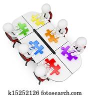 3D white people. Teamwork looking for the best solution