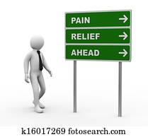 3d, בן אדם, הקלה של כאב, קדימה, תמרור