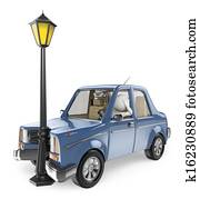 3d, לבן, אנשים., תאונה של מכונית