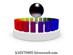 a globe over color cubes a globe over color cubes