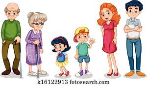A happy family with their grandparents A happy family with their grandparents