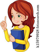 A lady holding a binder