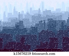 Abstract big snowy city. Abstract big snowy city.
