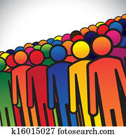 abstracte, kleurrijke, groep mensen, of, werkmannen, of, werknemers, -, concept, vector., de, grafisch, ook, vertegenwoordigt, mensen, iconen, in, gevarieerd, kleuren, vormen, een, groep, van, scholieren, kindjes, of, kleuterschool, geitjes