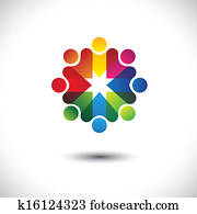 abstracte, kleurrijke, iconen, van, vrienden, &, vriendschap, in, cirkel