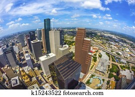 aerial of modern buildings in downtown Houston