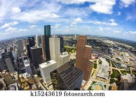 aerial of modern buildings in downtown Houston
