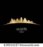 Austin Texas city skyline silhouette black background Austin Texas city skyline silhouette black background
