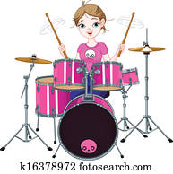 baterista, menina