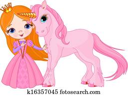 Beautiful princess and unicorn Beautiful princess and unicorn