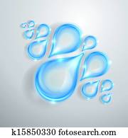 Blue shiny water drops