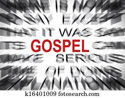 Blured text with focus on GOSPEL