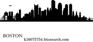 boston, horizonte cidade, silueta, fundo boston, horizonte cidade, silueta, fundo