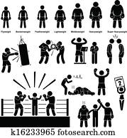 boxen, boxer, stecken figur, piktogramm boxen, boxer, stecken figur, piktogramm