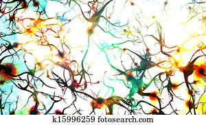 Brain cells with electrical firing Brain cells with electrical firing