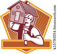 Builder Carpenter Carry House Retro Builder Carpenter Carry House Retro