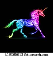 buntes, feuer, unicorn. buntes, feuer, unicorn.