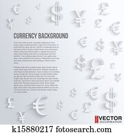 Business background with various currency symbol