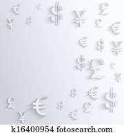 Business background with various money symbol