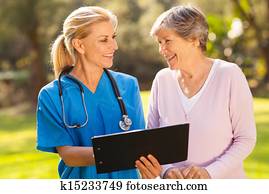 caregiver, und, älter, patient