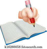 Cartoon Hand Writing in Book Cartoon Hand Writing in Book