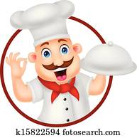 Cartoon Chef Character With Pizza Clipart | k15822604 | Fotosearch