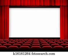 cinema screen with red curtains and seats cinema screen with red curtains and seats
