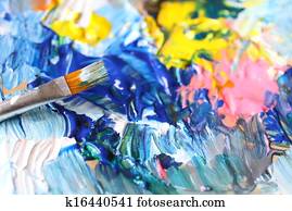 Closeup of brush and palette. Closeup of brush and palette.