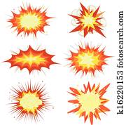 Comic Book Explosion, Bombs And Blast Set Comic Book Explosion, Bombs And Blast Set