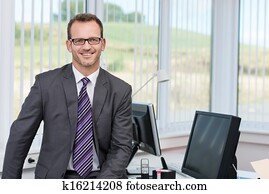 confiante, sucedido, macho, negócio executivo