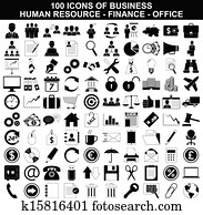 conjunto, de, iconos del negocio, humano, recurso, finanzas, y, oficina