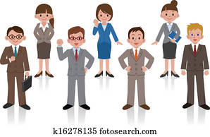 conjunto, de, mujer de negocios, y, empresa / negocio