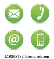 contactar-nos, teia, verde, botões, ícones