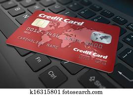 Credit card on keyboard Credit card on keyboard