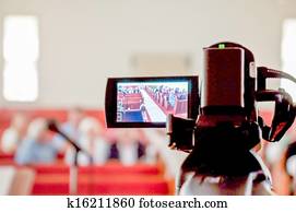 cámara, grabación, vídeo, de, un, matrimonio