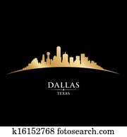 dallas, texas, mesto skyline, tieňový obraz, cierny background