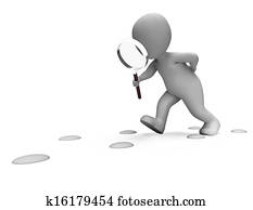 Detective Character Following Footprints Showing Investigate Investigation Or Searching Detective Character Following Footprints Showing Investigate Investigation Or Searching